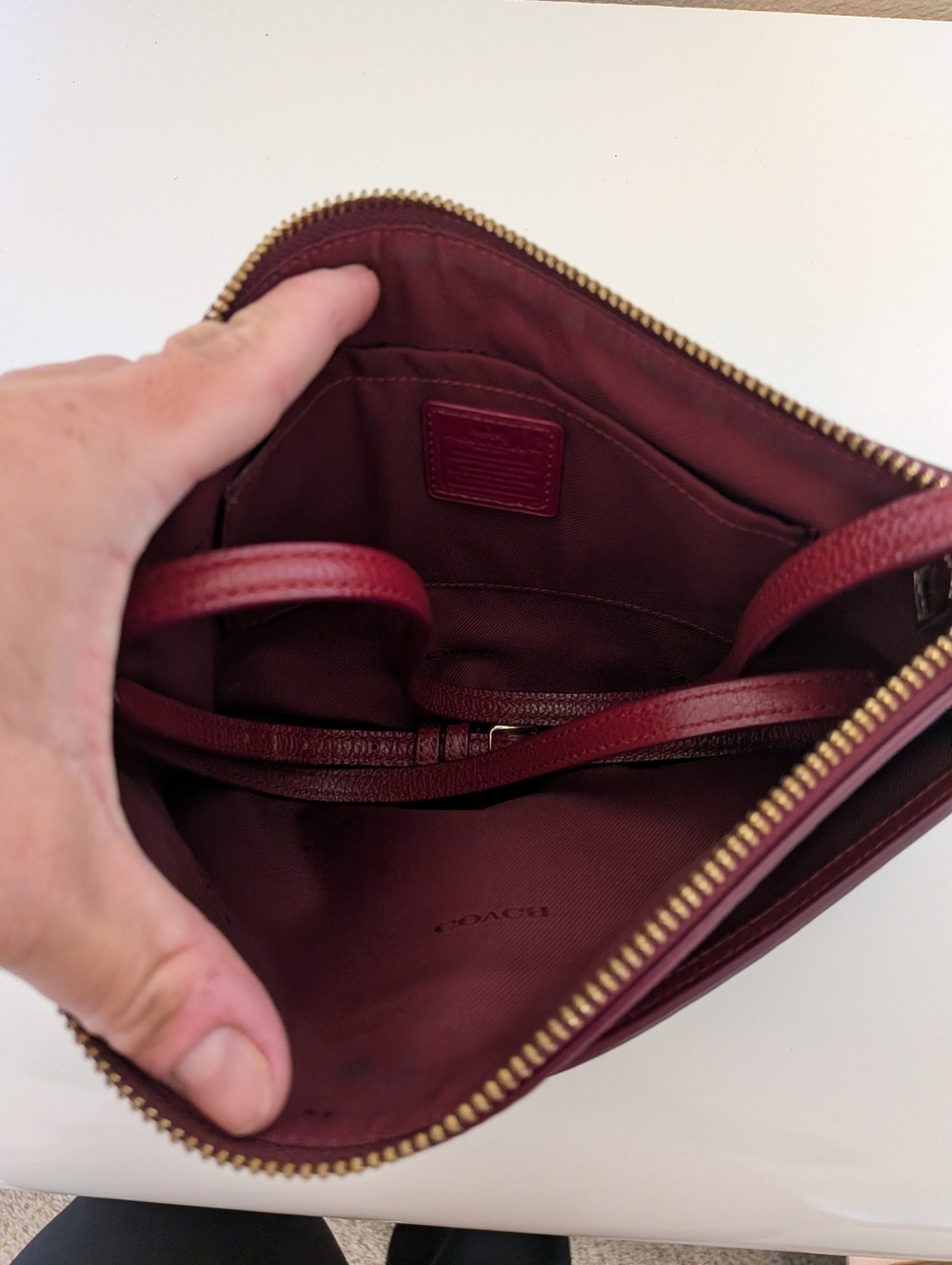 Coach Pebble Leather Deep Red Crossbody Bag - Picture 5 of 6
